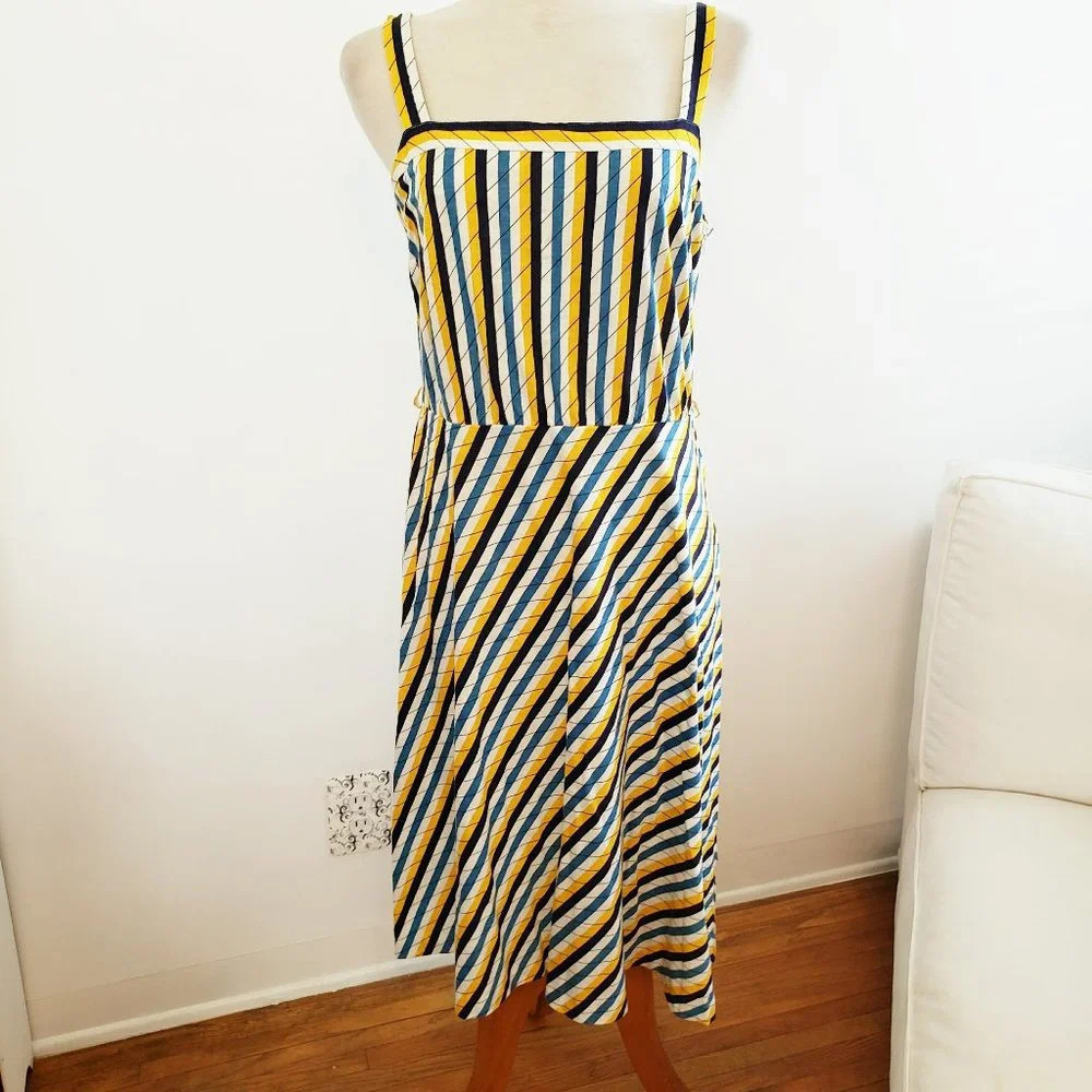 Vintage Tank Top Sundress • Made in Germany • Side Zip • Striped • Size Medium